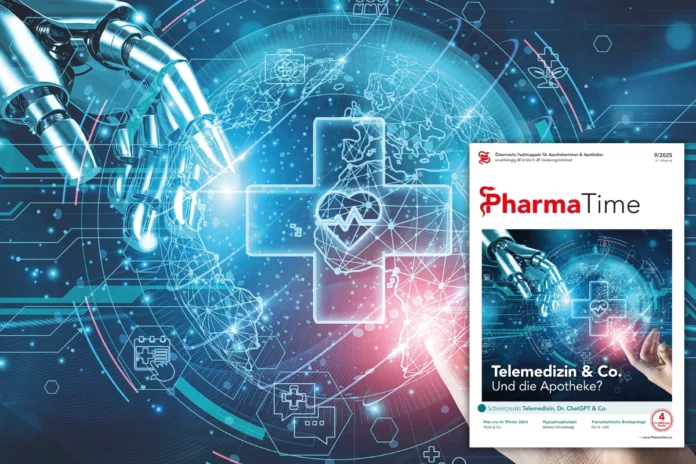 Eine Maschine und ein mensch berühren ein Gesundheitssymbol