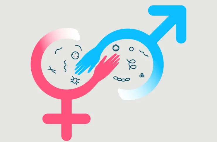 Illustration zu steigenden STI-Zahlen in Europa mit Symbolen für weiblich und männlich