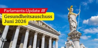 Parlamentsgebäude in Wien mit Hinweis auf das Parlaments-Update zum Gesundheitsausschuss im Juni 2026
