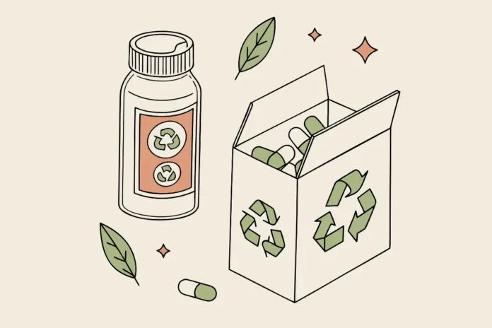 Illustration zu nachhaltigen Verpackungen und Arzneimitteln im Zusammenhang mit der PPWR