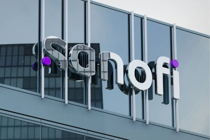 Sanofi-Schriftzug an einem Unternehmensgebäude